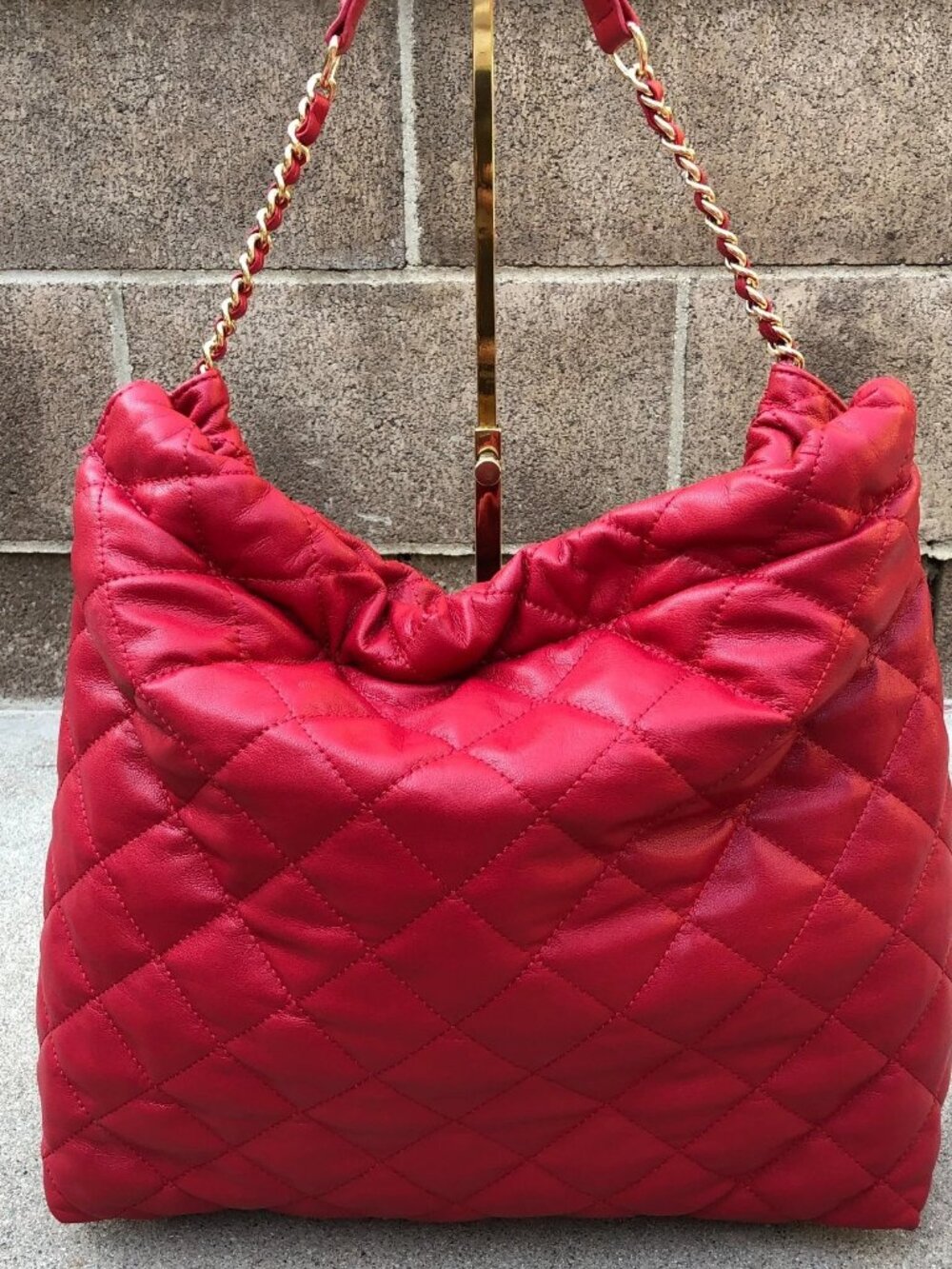 INC INTERNATIONAL CONCEPTS Quilted Purse Women's Red Vegan Leather Shoulder Bag